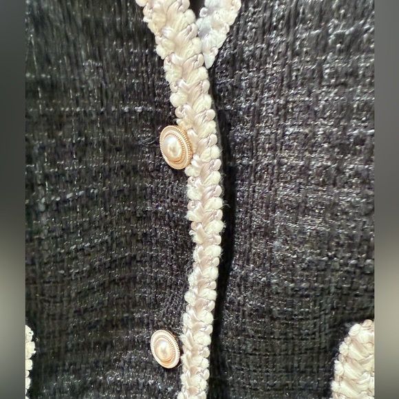 Cider Black and White Tweed Blazer Cropped Tailored - Picture 6 of 14